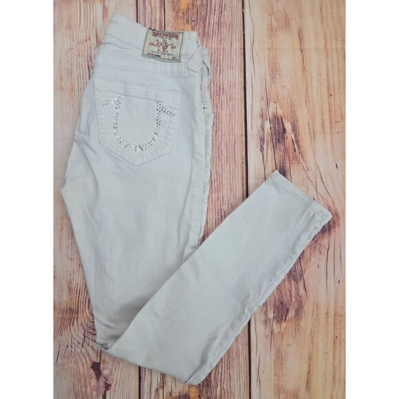 True Religion World Tour Womens White Skinny Jeans 28x28 - Picture 3 of 11